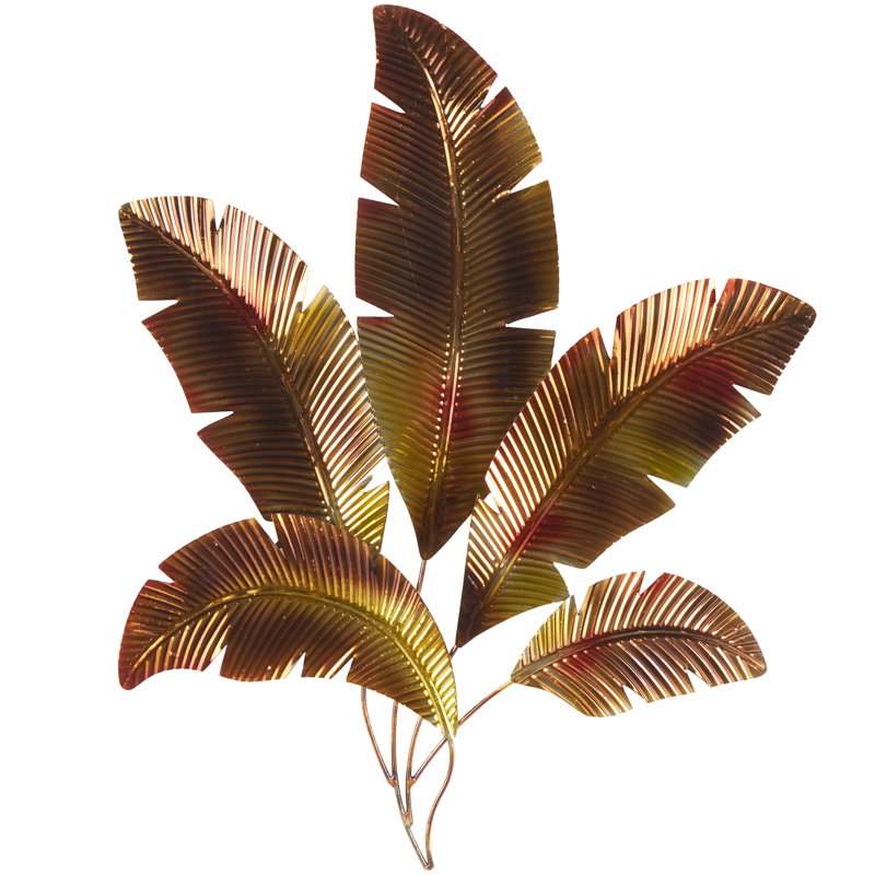 Bay Isle Home™ Stainless Steel Metal Palm Leaf Multi Colored Home Wall ...